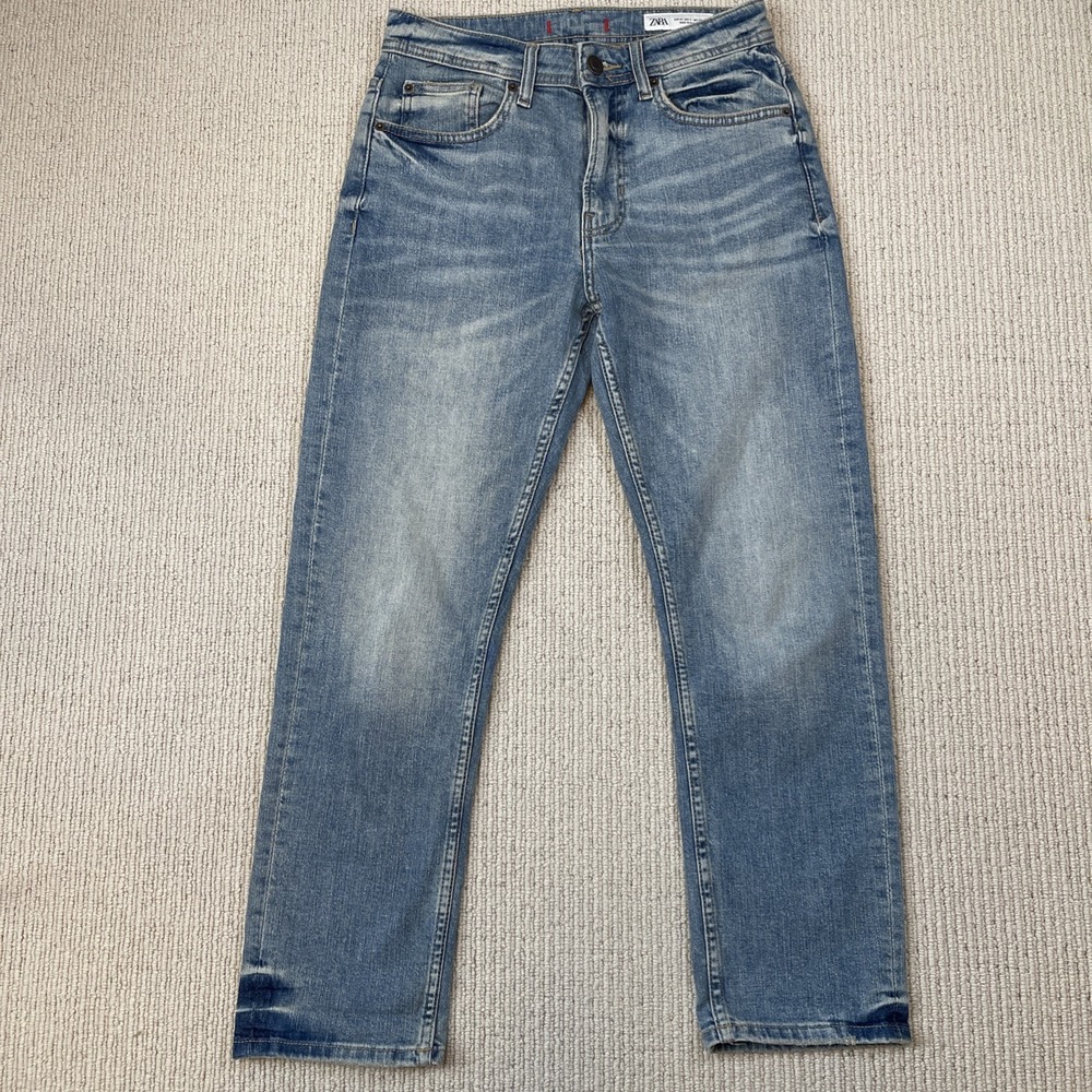 Zara Women's 2 Straight Leg Cropped Blue Denim Jeans Light Wash